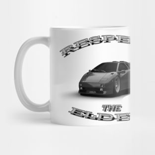 Lamborghini Diablo Black/White 'Respect The Elders' Mug